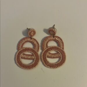 Pink Beaded Double Hoop Earrings